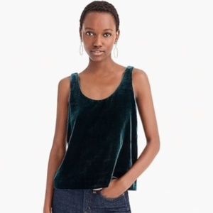 NWT J. Crew. Turquoise drapey velvet tank top